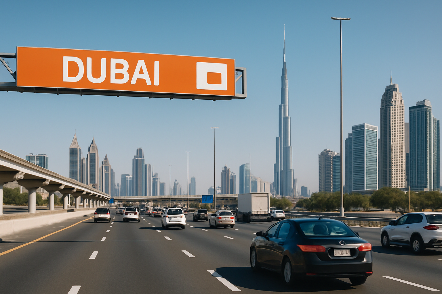 Motorists using Dubai toll road with smooth traffic